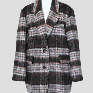 Chic Plaid Women's Blazer - Black and Gray